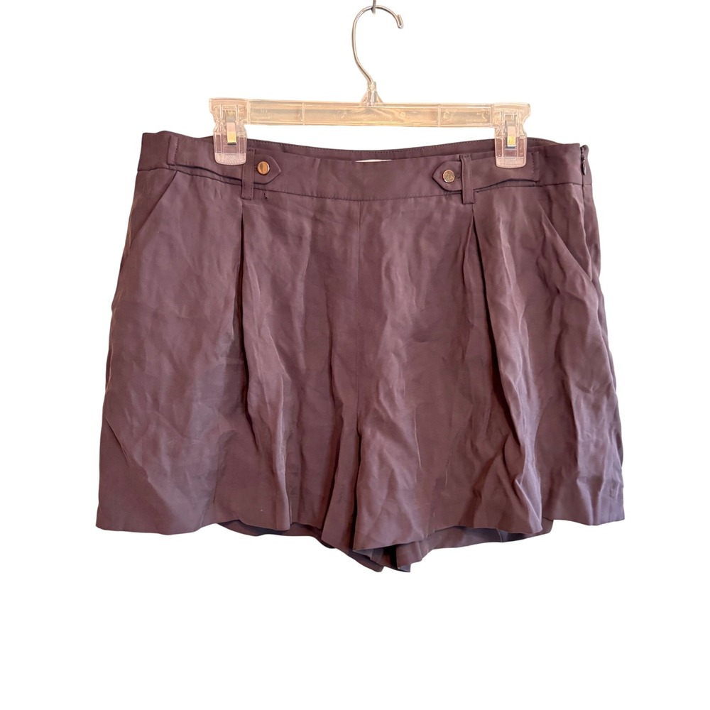 Forever 21 Essentials Womens Dark Mauve Pleated‎ High Waisted Shorts Size 12